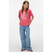 Vero moda GIRL T-shirt rood Meisjes Katoen Ronde hals Printopdruk - maat 146/152