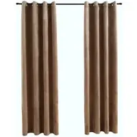 vidaXL Gordijn verduisterend met ringen 2 st 140x245 cm fluweel beige