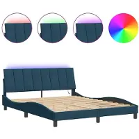 vidaXL Bedframe met LED zonder matras "Hanko" fluweel blauw 200x200 cm