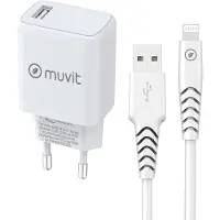 Muvit Pack Chargeur + Câble Lightning 1.2m Blanc