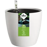 Elho All-in-1 Brussel Rond 25 + Swi 24 - Bloempot met Watermeter - 100% Gerecycled Plastic - Ø 25 cm - Wit