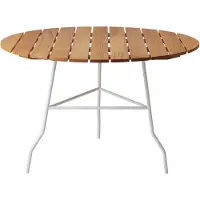 Gärsnäs Pia tafel Ø110 cm Wit gelakt stalen frame - geolied eiken