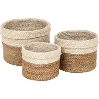 Dixie Gevlochten opbergmand 3-pack Natuur-wit