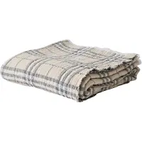 Tell Me More Milton katoenen plaid 140x200 cm Beige-wit-donkergrijs