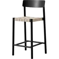 &tradition Betty TK12 Counter Chair barkruk 65 cm Natuurkleurig linnen-zwartgelakte es