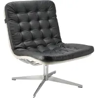 1898 Loholm fauteuil met draaifunctie Zwart leer-Bern Beige 0341