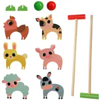 Tender Toys Houten boerderijdieren croquet speelgoedset voor kinderen.