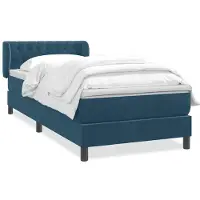 vidaXL Boxspring met matras fluweel donkerblauw 80x210 cm