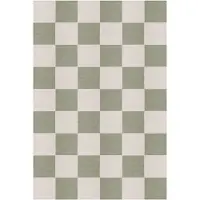 Layered Chess wollen vloerkleed Sage, 200x300 cm