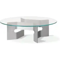Fredericia Furniture JG salontafel Ø98 cm Glas – geborsteld aluminium