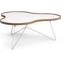 Swedese Flower tafel 107 x 114cm H45cm-wit-walnoothouten rand-chroom