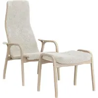 Swedese Lamino fauteuil en voetenbank wit gepigmenteerd / schapenvacht Off white (gebroken wit)