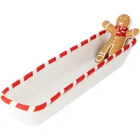 Bloomingville Ginnie serveerschaal 36,5x12,5 cm Wit-bruin