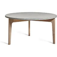 Mavis Höllviken salontafel Ø80 cm Kalksteen-witgepigmenteerde eikenpoot