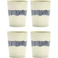 Serax Ottolenghi Feast theekop 33 cl 4-pack White stripes-blue
