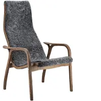 Swedese Lamino fauteuil eiken/schapenvacht Special Edition Rubio Monocoat Chocolate-Charcoal
