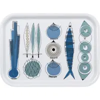 Almedahls Picknick dienblad 20x27 cm Blauw-beige