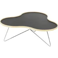 Swedese Flower tafel 107 x 114cm zwart, 39cm, berkenhouten rand, verchroomd onderstel