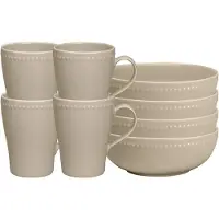 Scandi Living Dots ontbijtkom 60 cl 4 stuks Beige