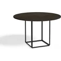 New Works Florence ronde eettafel smoked oak, ø120 cm, zwart onderstel