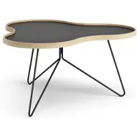 Swedese Flower tafel 84 x 90cm Zwart, 45cm, eikenhouten rand, zwart onderstel