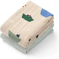 Liewood Lewis mousseline doek 2-pack 65x65 cm Sailing-dove blue mix