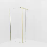 Balmani Modular inloopdouche met vaste zijwand: 100 x 200 cm, Extra helder glas met coating, Brushed Champagne Gold profielen