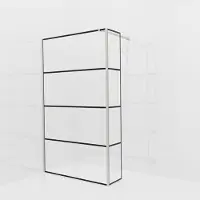 Balmani Modular inloopdouche met vaste zijwand: 120 x 200 cm, Lined met coating, Brushed CoolMetal profielen