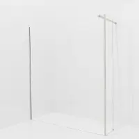 Balmani Modular inloopdouche met vaste zijwand: 180 x 200 cm, Helder glas met matte strook, Brushed CoolMetal profielen