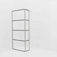 Balmani Modular inloopdouche met vaste zijwand: 90 x 200 cm, Lined met coating, Brushed Inox profielen