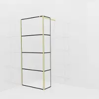 Balmani Modular inloopdouche met vaste zijwand: 90 x 200 cm, Lined, Brushed Champagne Gold profielen
