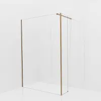 Balmani Modular inloopdouche met vaste zijwand: 140 x 200 cm, Extra helder glas met coating, Brushed Rosegold profielen