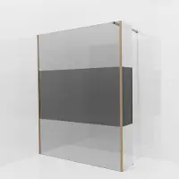 Balmani Modular inloopdouche met vaste zijwand: 160 x 200 cm, Rookglas met matte strook, Brushed Rosegold profielen