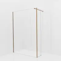 Balmani Modular inloopdouche met vaste zijwand: 140 x 200 cm, Helder glas, Brushed Rosegold profielen