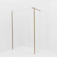 Balmani Modular inloopdouche met vaste zijwand: 140 x 200 cm, Helder glas met coating, Brushed Rosegold profielen