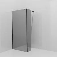 Balmani Modular inloopdouche met vaste zijwand: 100 x 200 cm, Reflex spiegelglas, Mat zwarte profielen