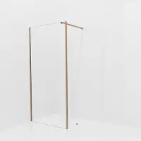 Balmani Modular inloopdouche met vaste zijwand: 100 x 200 cm, Helder glas met coating, Brushed Rosegold profielen