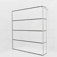 Balmani Modular inloopdouche met vaste zijwand: 180 x 200 cm, Lined met coating, Brushed Inox profielen