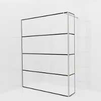 Balmani Modular inloopdouche met vaste zijwand: 160 x 200 cm, Lined met coating, Brushed Inox profielen