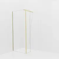 Balmani Modular inloopdouche met vaste zijwand: 90 x 200 cm, Helder glas, Brushed Champagne Gold profielen