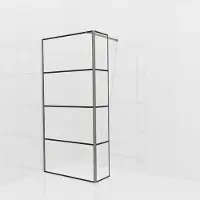 Balmani Modular inloopdouche met vaste zijwand: 100 x 200 cm, Lined, Brushed GunMetal profielen