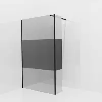 Balmani Modular inloopdouche met vaste zijwand: 120 x 200 cm, Rookglas met matte strook met coating, Mat zwarte profielen