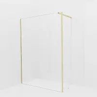 Balmani Modular inloopdouche met vaste zijwand: 150 x 200 cm, Helder glas met coating, Brushed Champagne Gold profielen