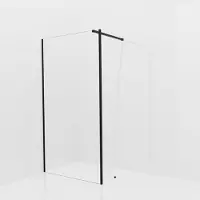 Balmani Modular inloopdouche met vaste zijwand: 110 x 200 cm, Helder glas met coating, Mat zwarte profielen
