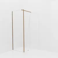Balmani Modular inloopdouche met vaste zijwand: 80 x 200 cm, Helder glas met coating, Brushed Rosegold profielen