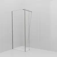 Balmani Modular inloopdouche met vaste zijwand: 90 x 200 cm, Extra helder glas met coating, Brushed Inox profielen