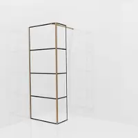 Balmani Modular inloopdouche met vaste zijwand: 80 x 200 cm, Lined, Brushed Rosegold profielen