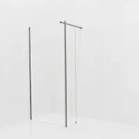 Balmani Modular inloopdouche met vaste zijwand: 100 x 200 cm, Helder glas met matte strook, Brushed GunMetal profielen