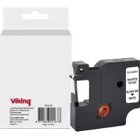 Viking D1 Etiketteertape Compatibel DYMO 43613 WB-DMRL43613-WT Klevend Zwart op Wit 6 x 75 mm Thermisch