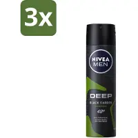 Nivea - Men - Deodorant - Spray - Deep Black Carbon Amazonia - 150 ml - Bulkverpakking - 3 stuks